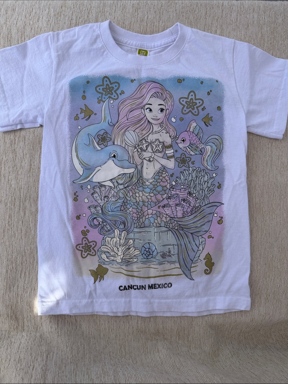 Girls' White Cancun Mermaid Graphic Tee